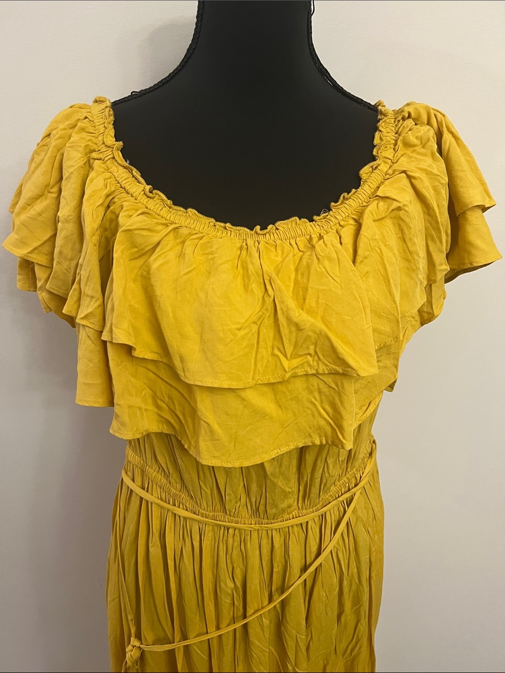 Fashion Nova Yellow Ruffle-Off-Shoulder Maxi Dress - Picture 7 of 9